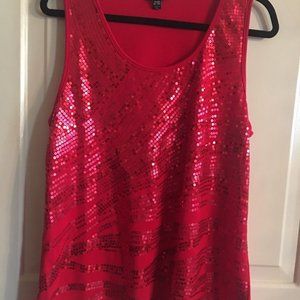George Red Sequin Tank Top 26w-28w